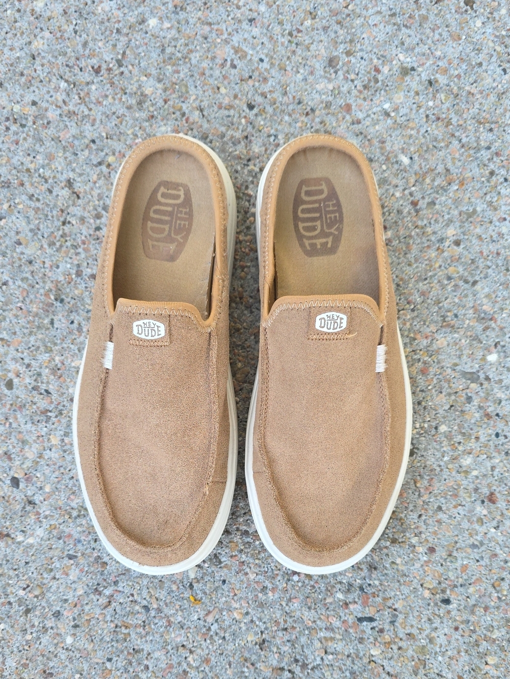 Hey Dude Austin Lift Platform Classic Tan Suede Leather Mule Size 9 - Picture 2 of 12